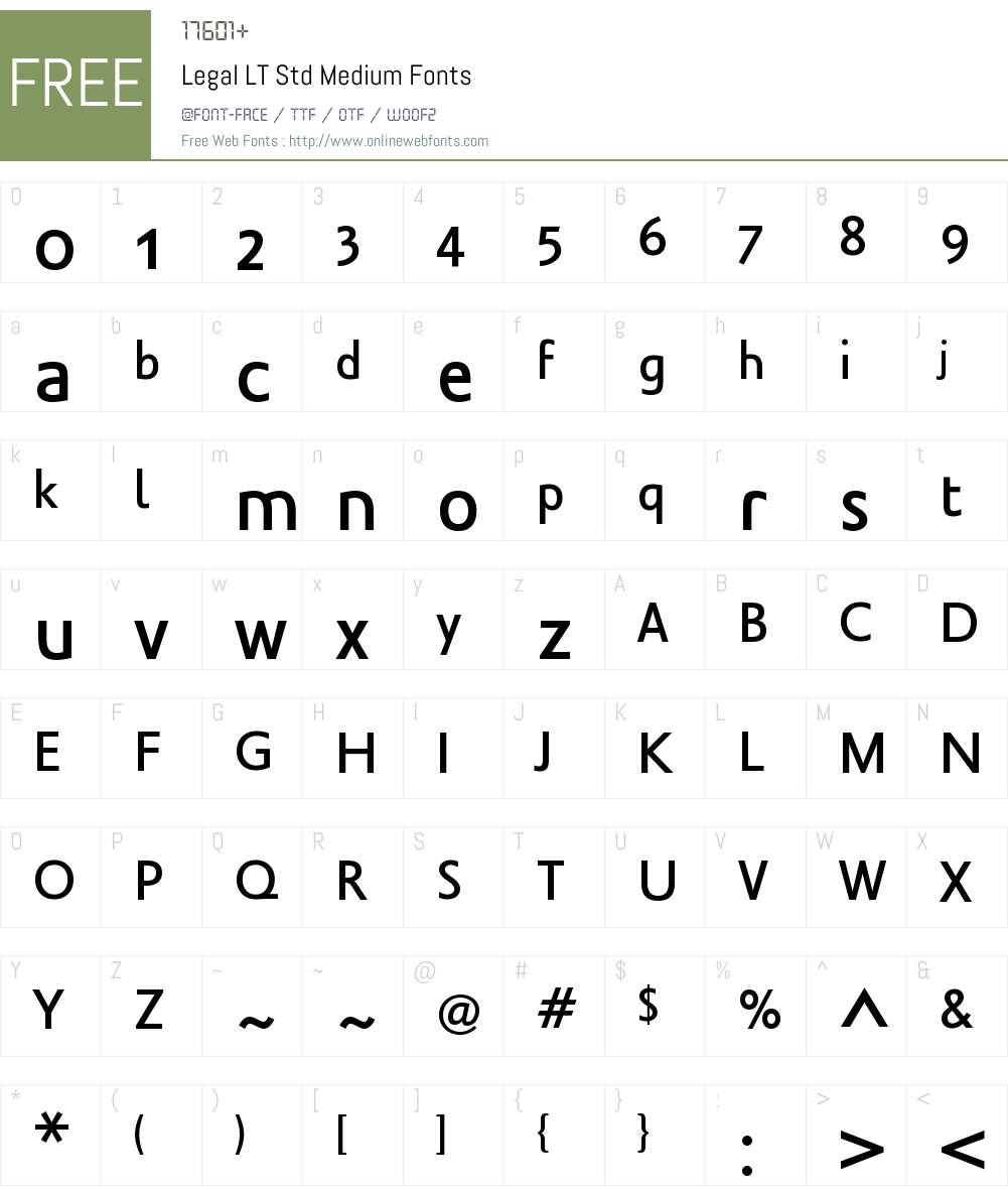 Legal LT Std Font Screenshots