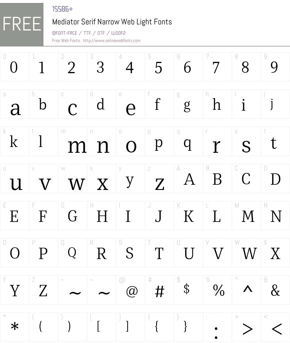 Mediator Serif Narrow Web Light Font Screenshots