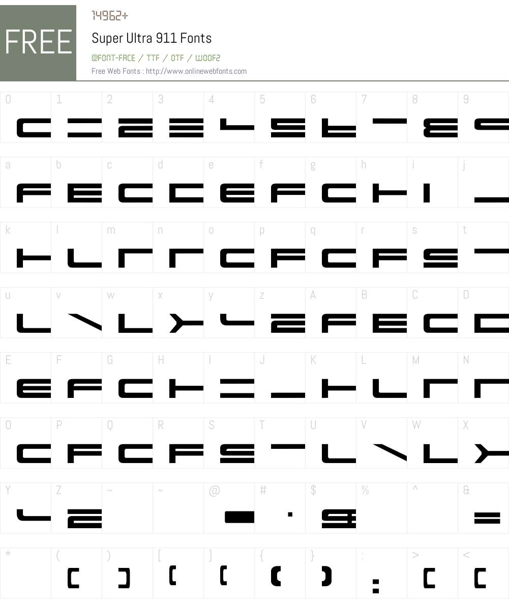 Super Ultra 911 Font Screenshots
