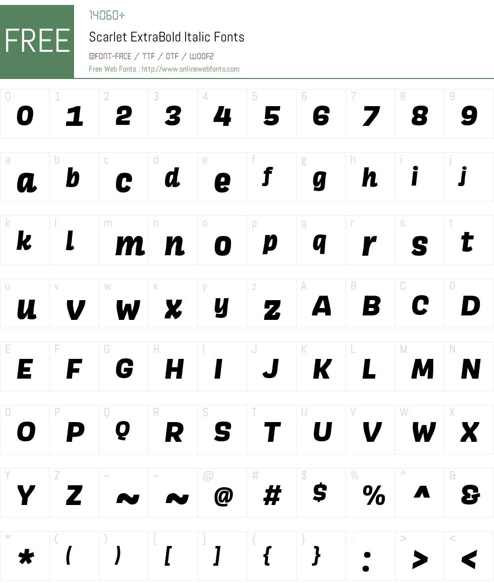 Scarlet-ExtraBoldItalic Font Screenshots