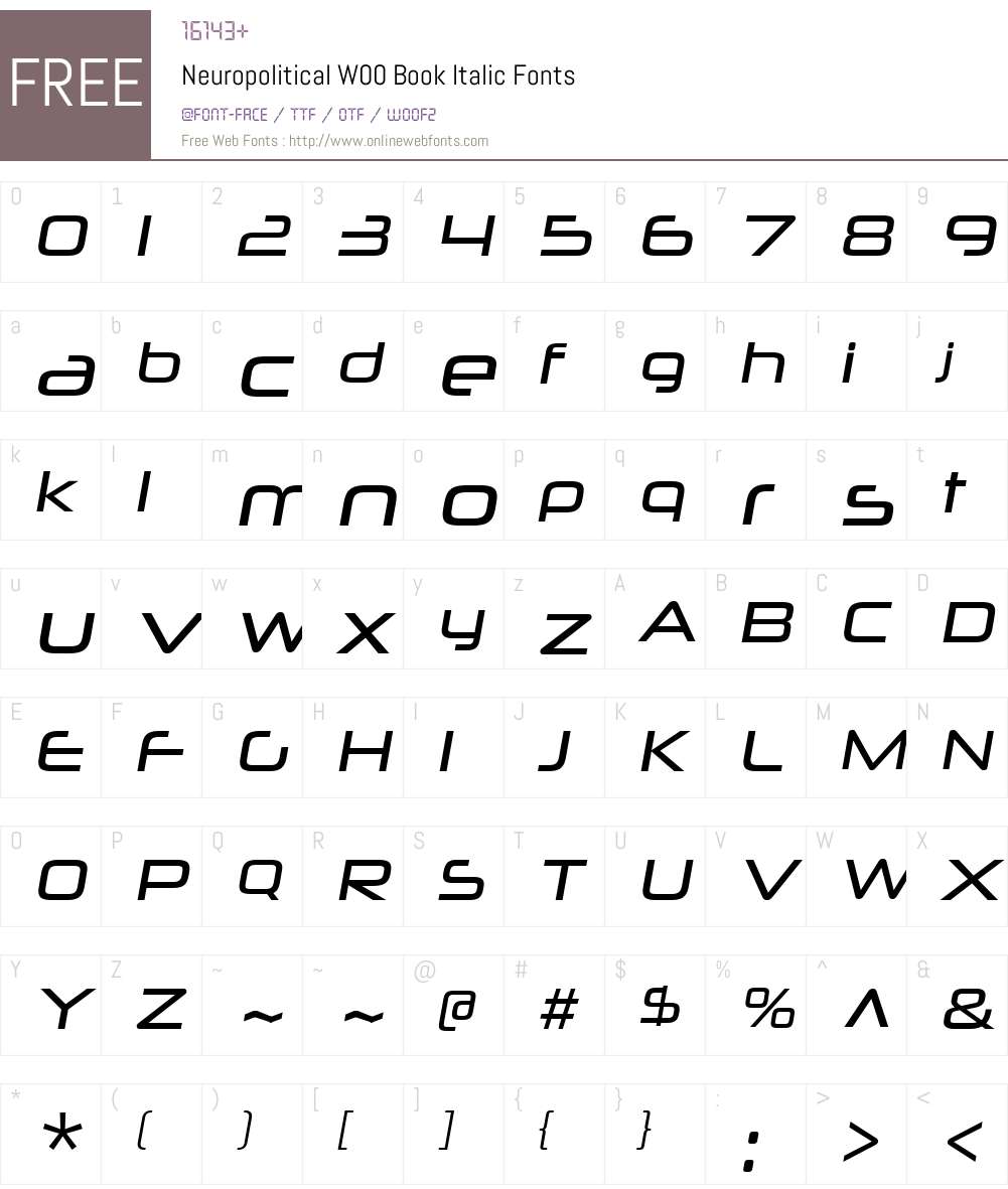 NeuropoliticalW00-BookIt Font Screenshots