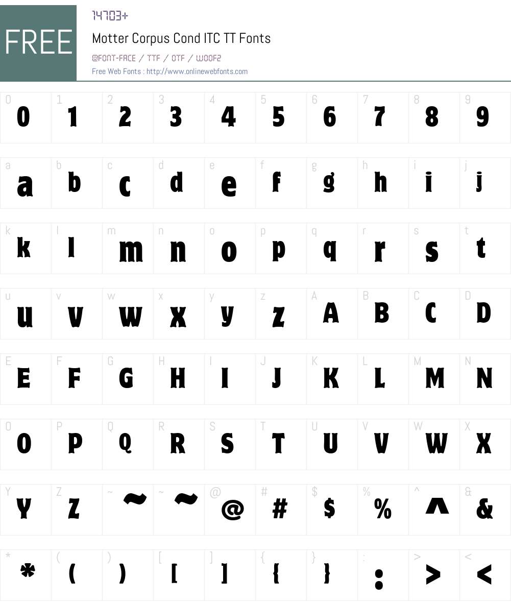 Motter Corpus Cond ITC TT Font Screenshots