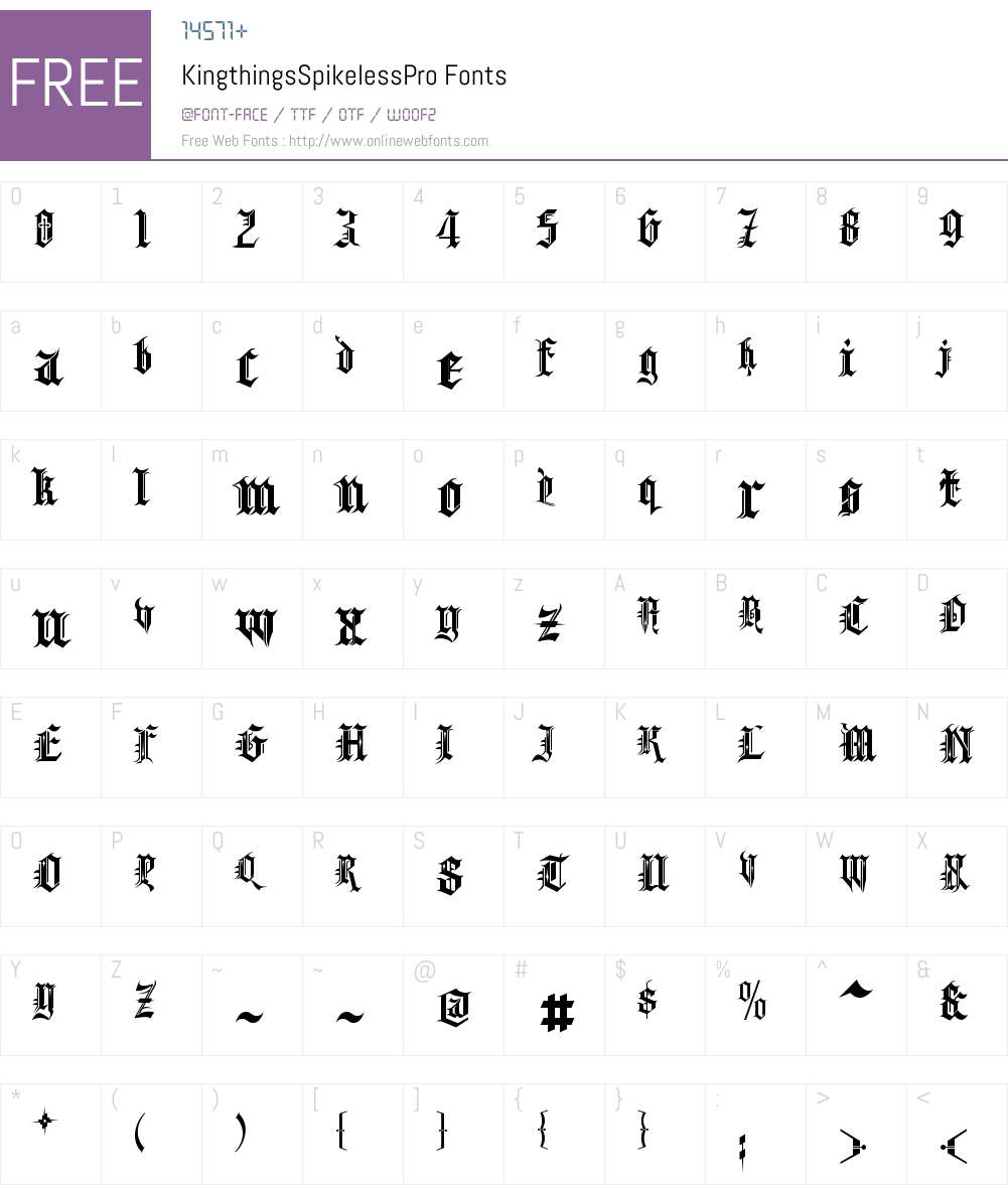 KingthingsSpikelessPro Font Screenshots