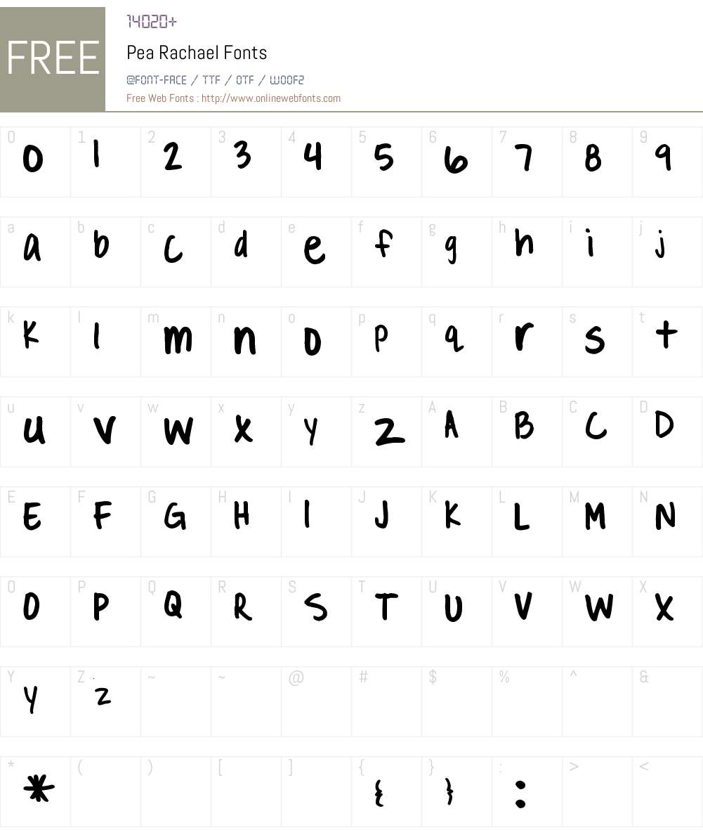 Pea Rachael Font Screenshots