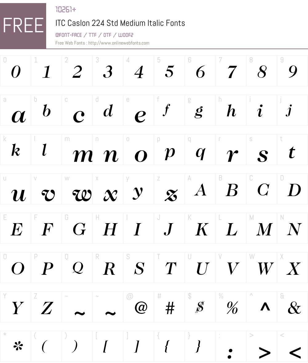 ITC Caslon 224 Std Font Screenshots