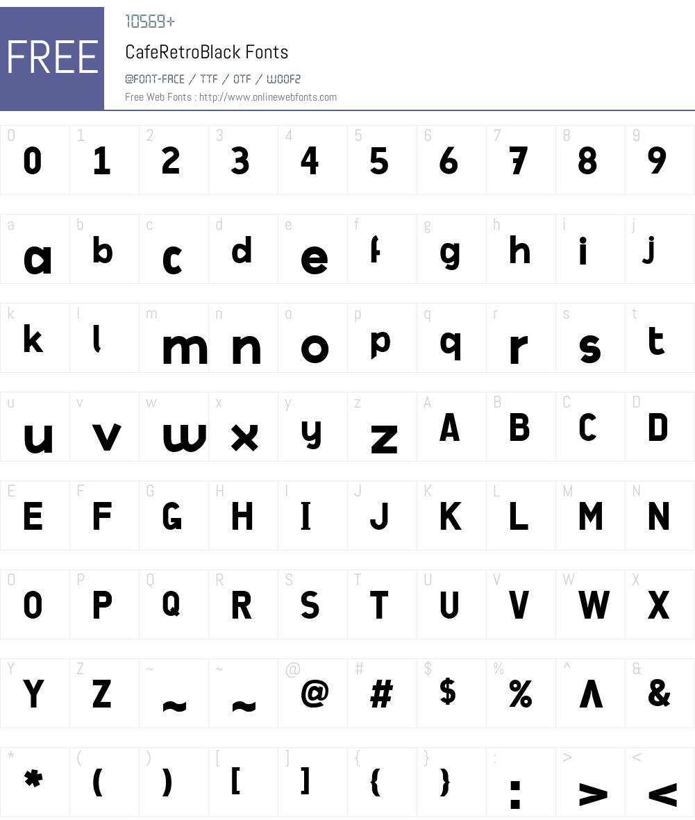 CafeRetroW00-Black Font Screenshots