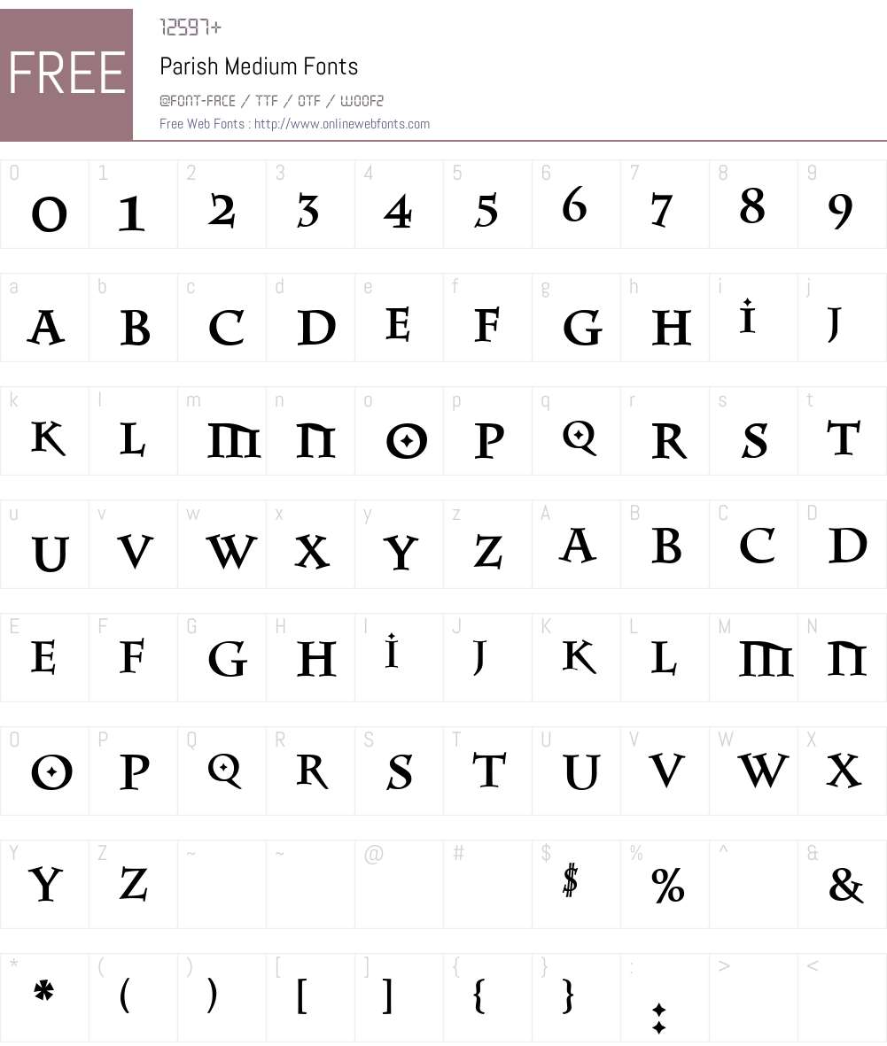 Parish Font Screenshots
