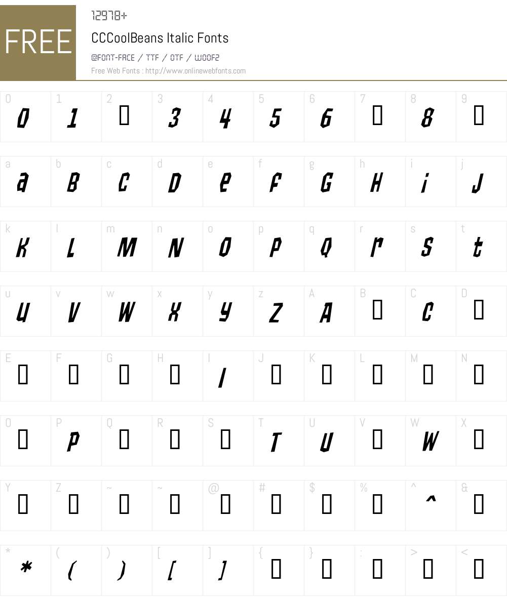 CCCoolBeans-Italic Font Screenshots