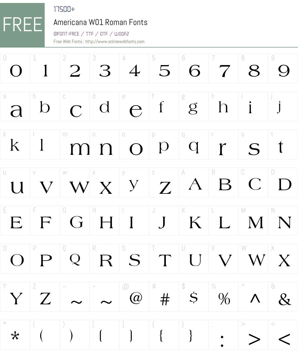 AmericanaW01-Roman Font Screenshots