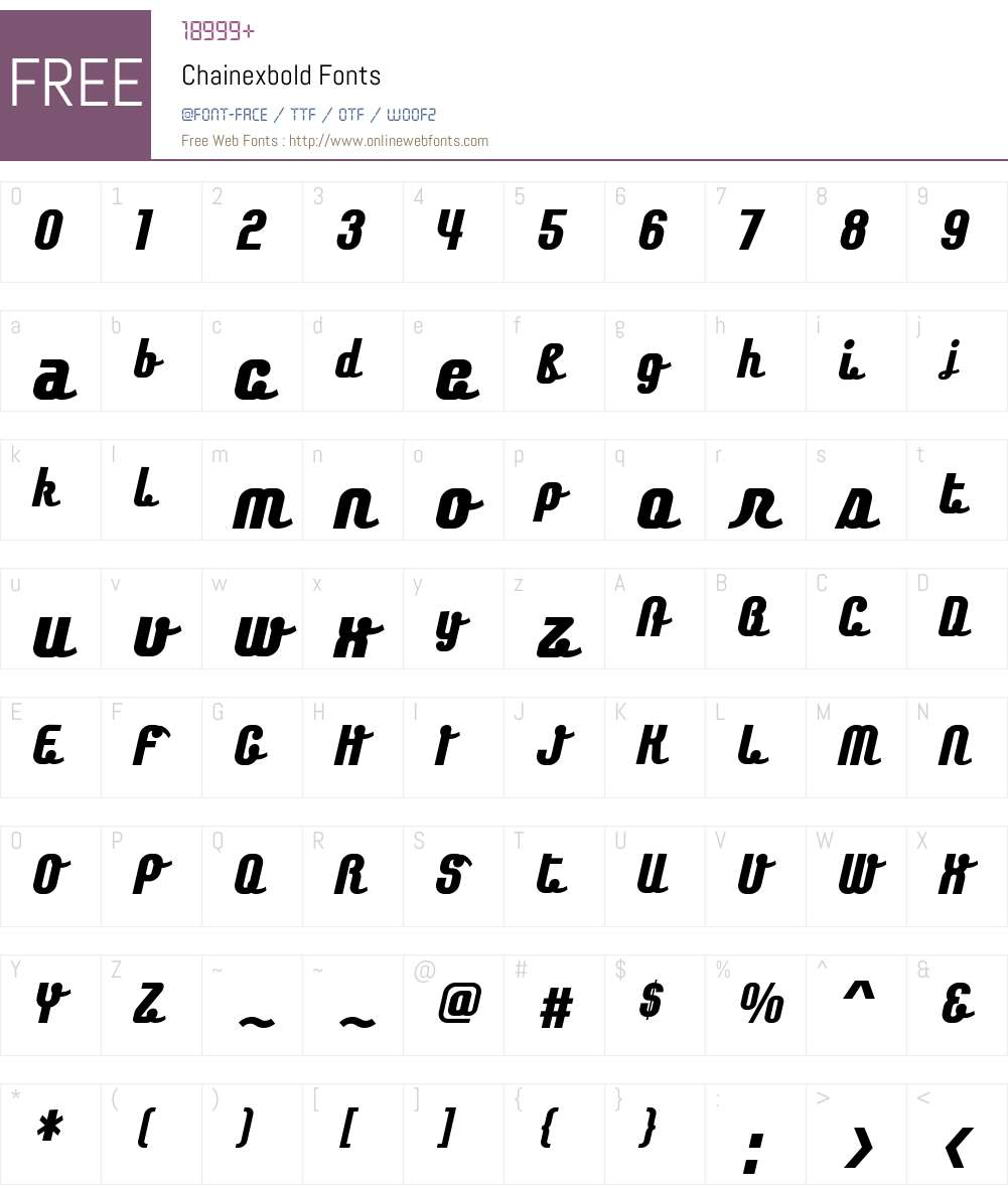 Chainexbold Font Screenshots
