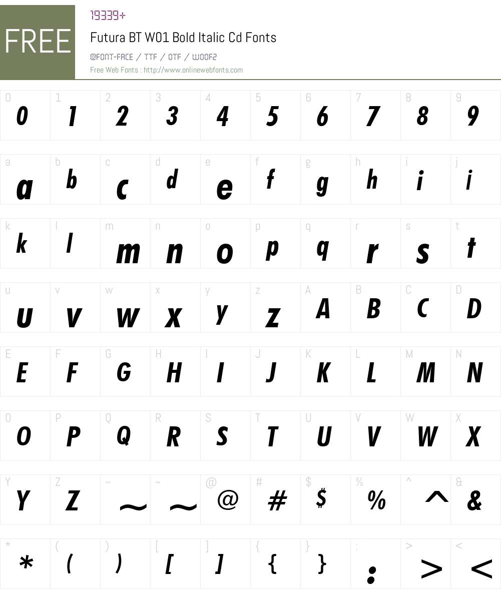 FuturaBTW01-BoldItalicCd Font Screenshots