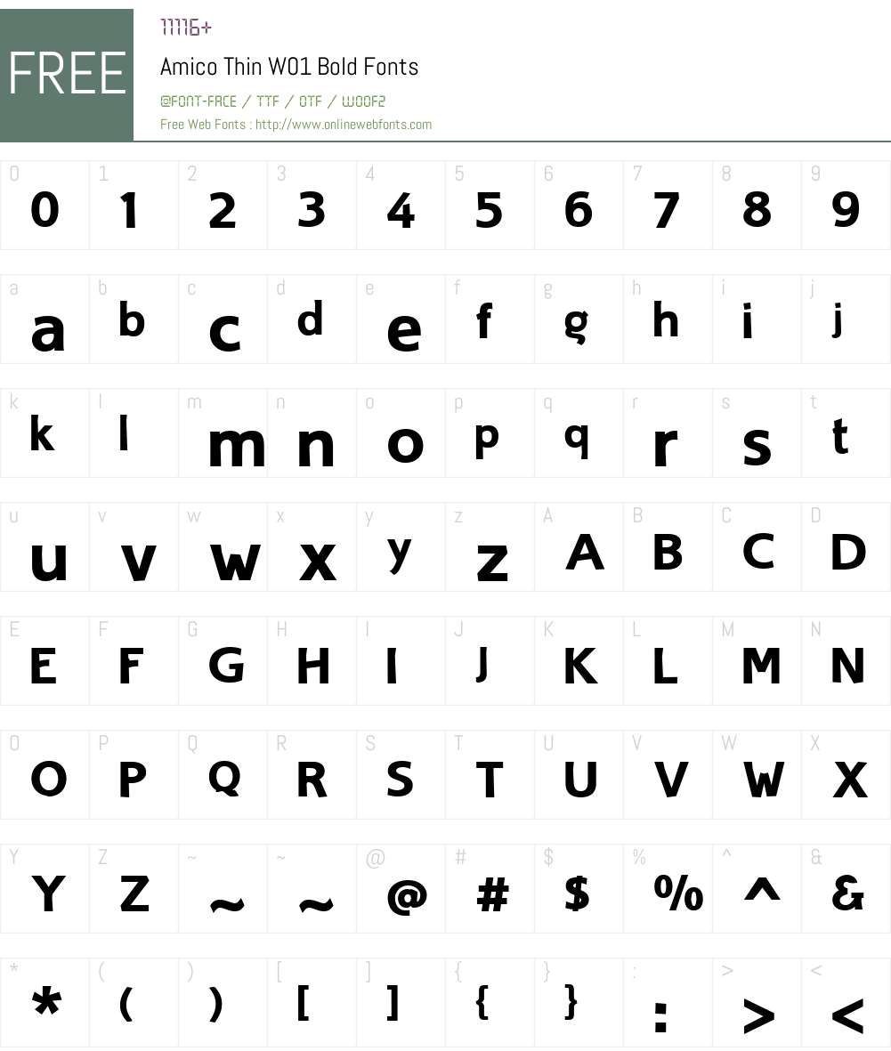 AmicoThinW01-Bold Font Screenshots