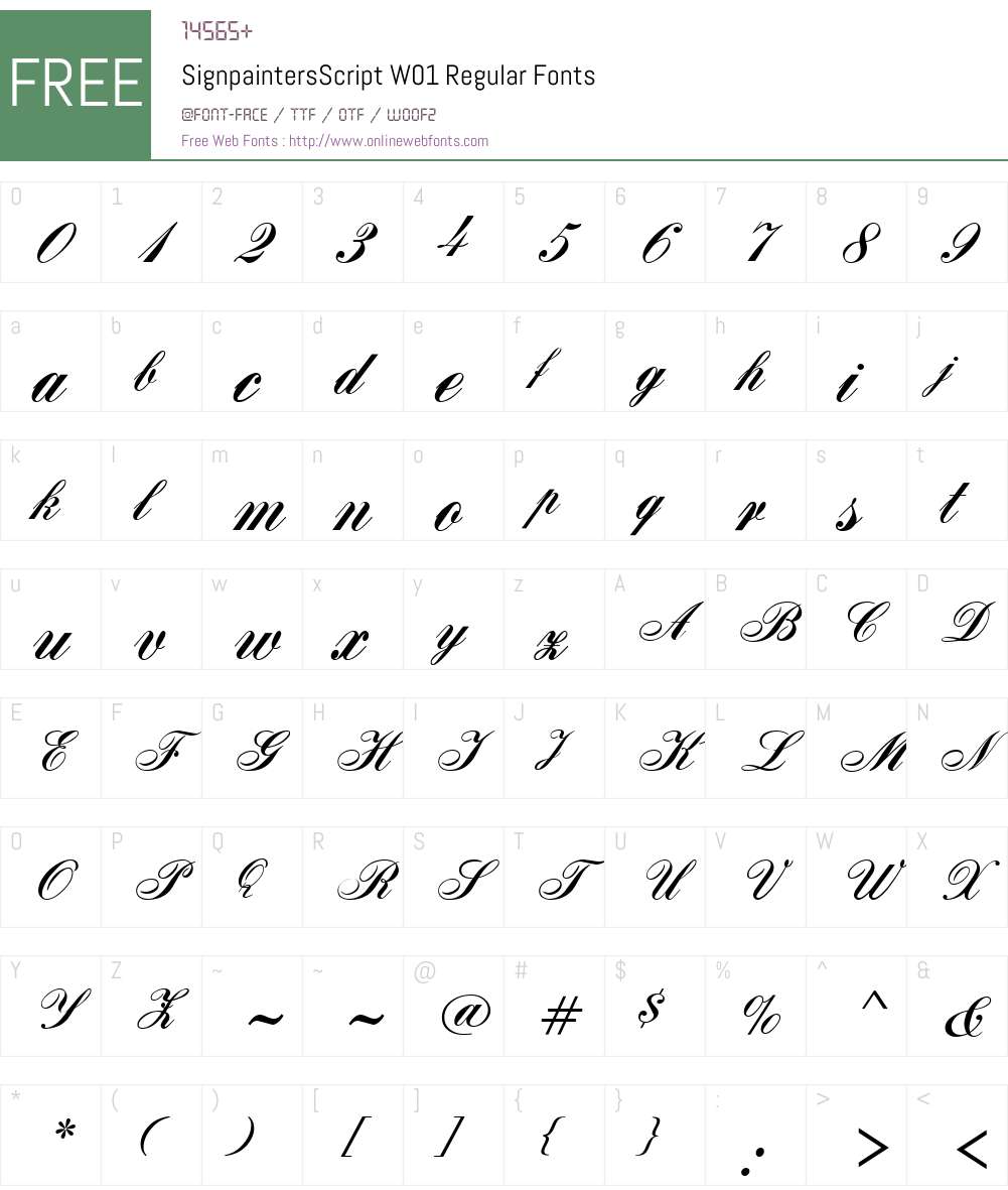SignpaintersScriptW01-Rg Font Screenshots