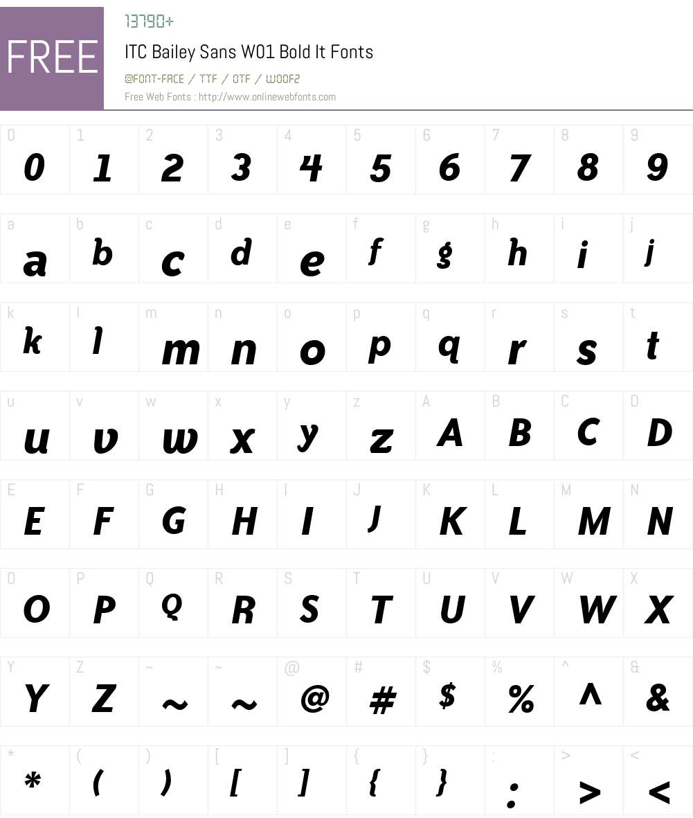 ITCBaileySansW01-BoldIt Font Screenshots