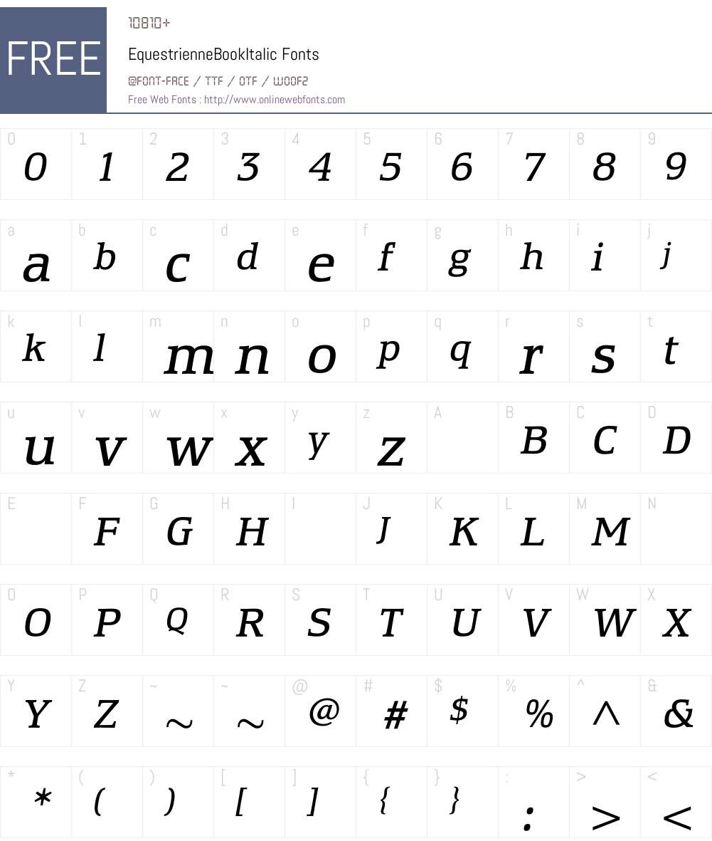 EquestrienneBookItalic Font Screenshots