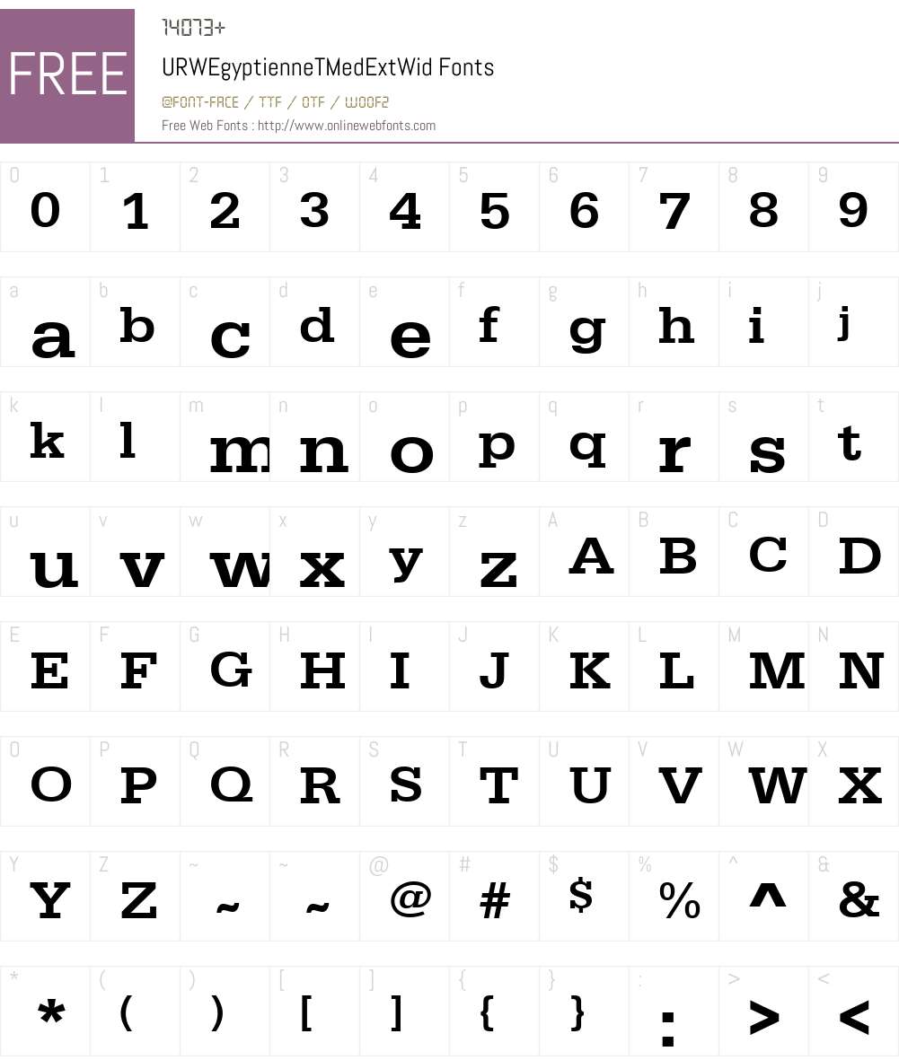 URWEgyptienneTMedExtWid Font Screenshots