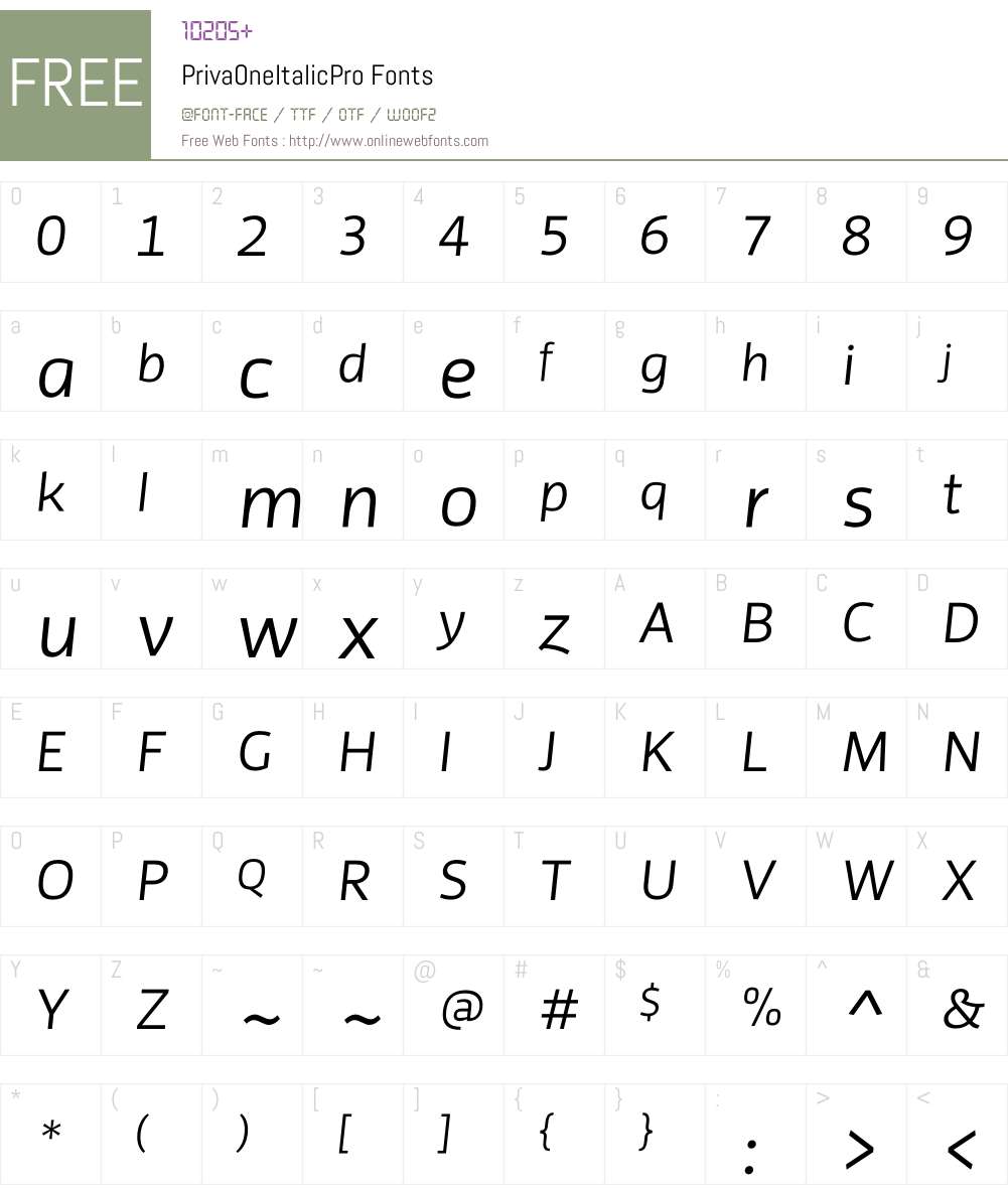 PrivaOneItalicPro Font Screenshots