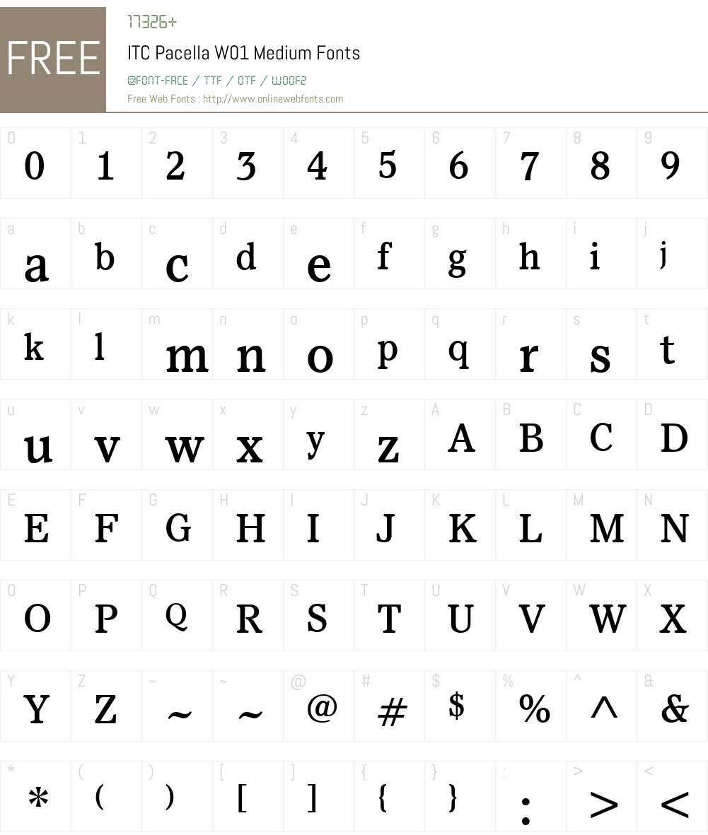 ITCPacellaW01-Medium Font Screenshots