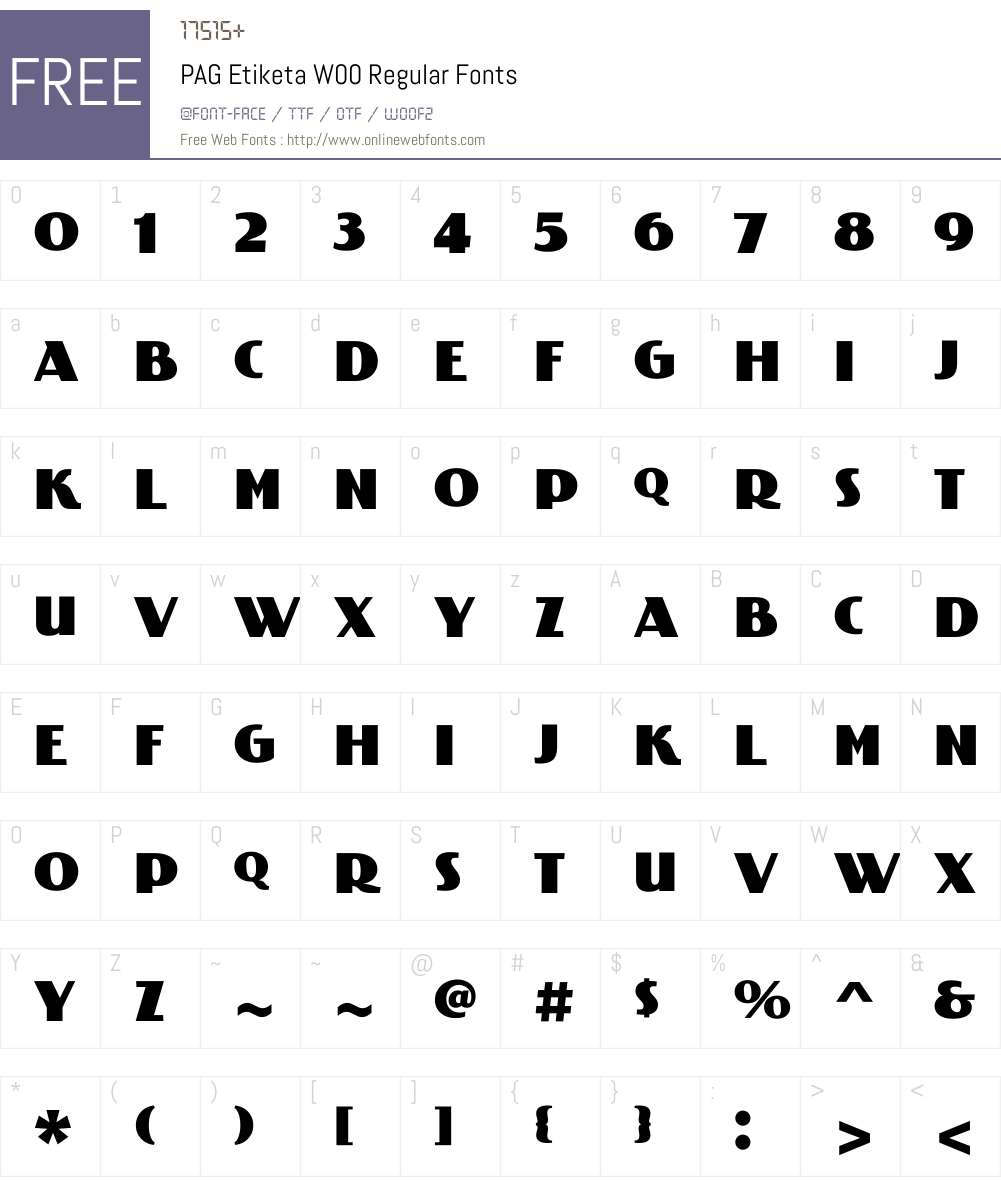 PAGEtiketaW00-Regular Font Screenshots