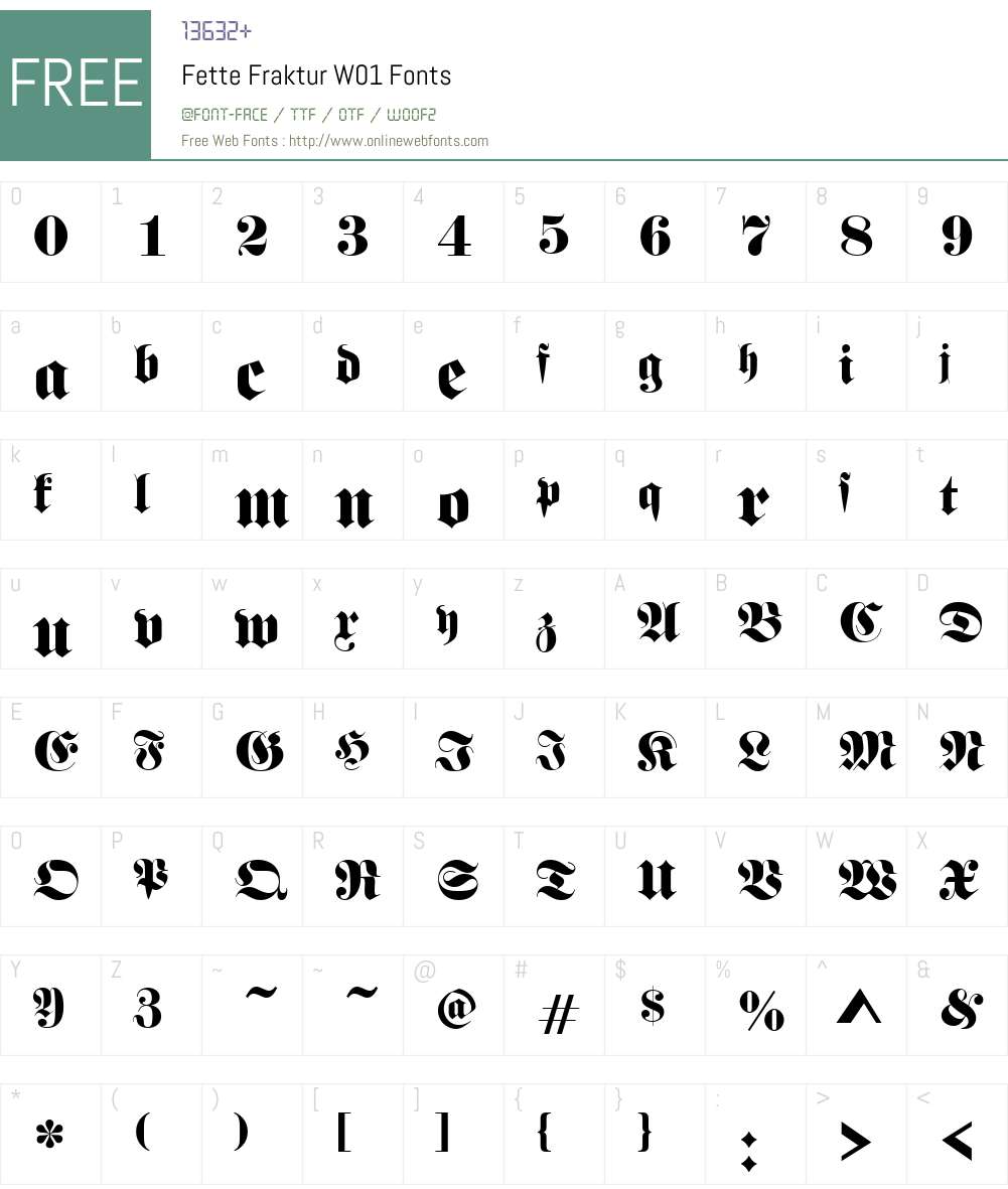 FetteFrakturW01 Font Screenshots