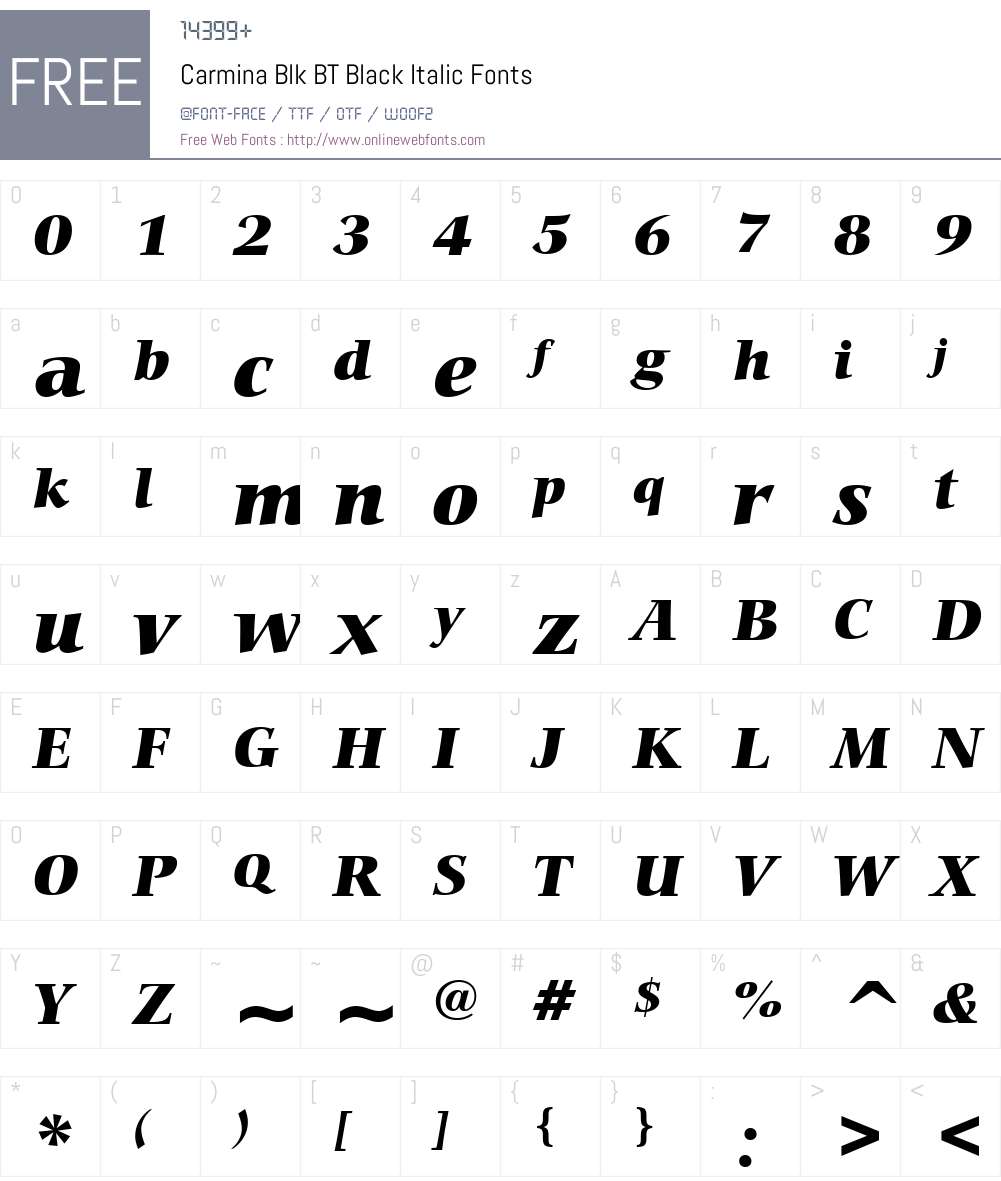 Carmina Blk BT Font Screenshots