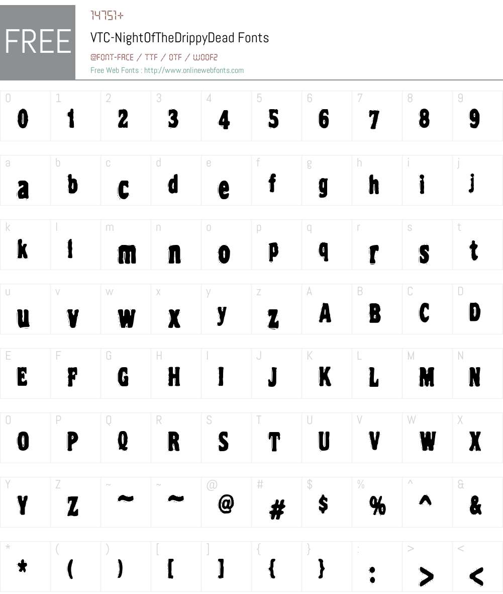 VTC-NightOfTheDrippyDead Font Screenshots
