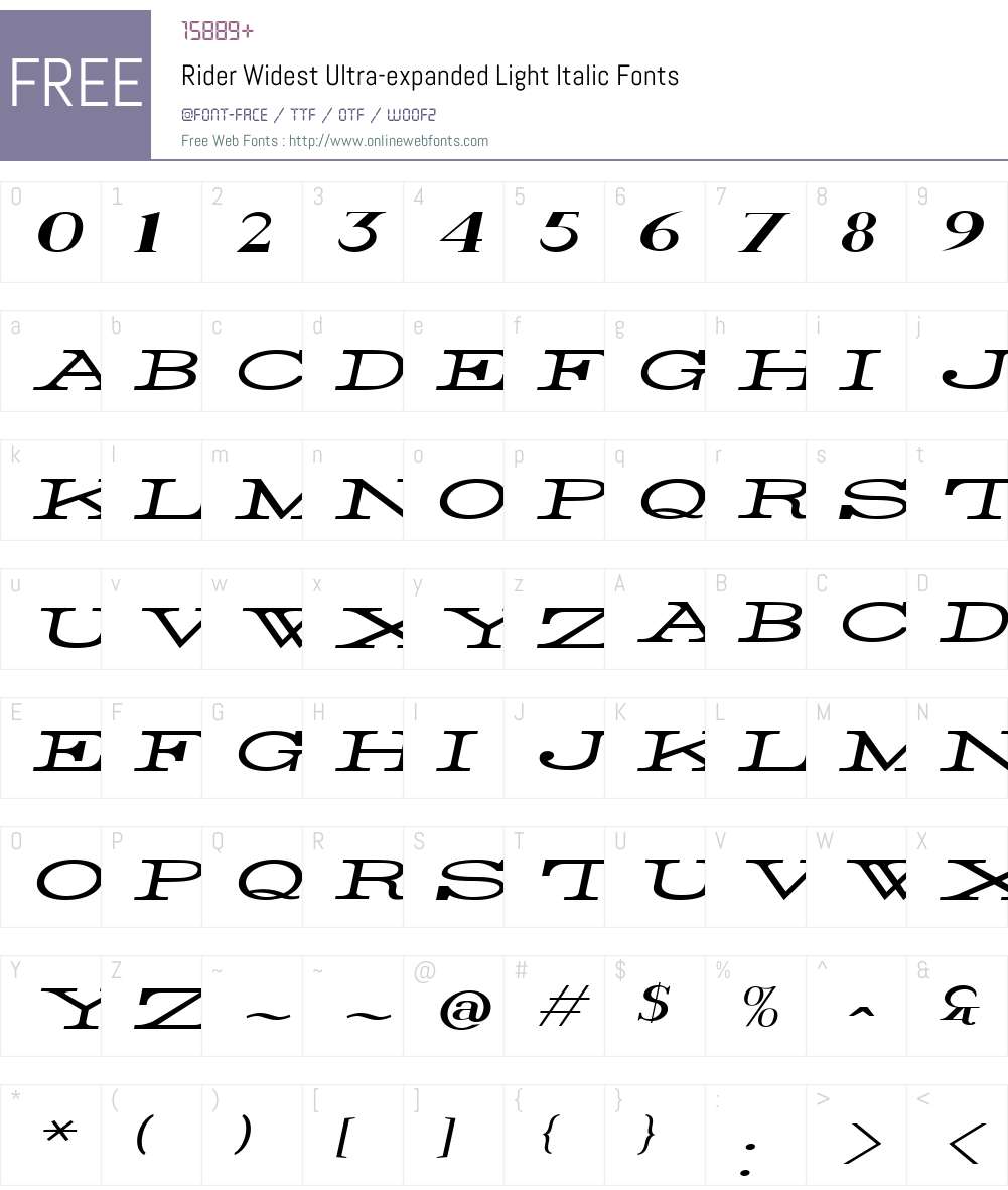 Rider Widest Font Screenshots