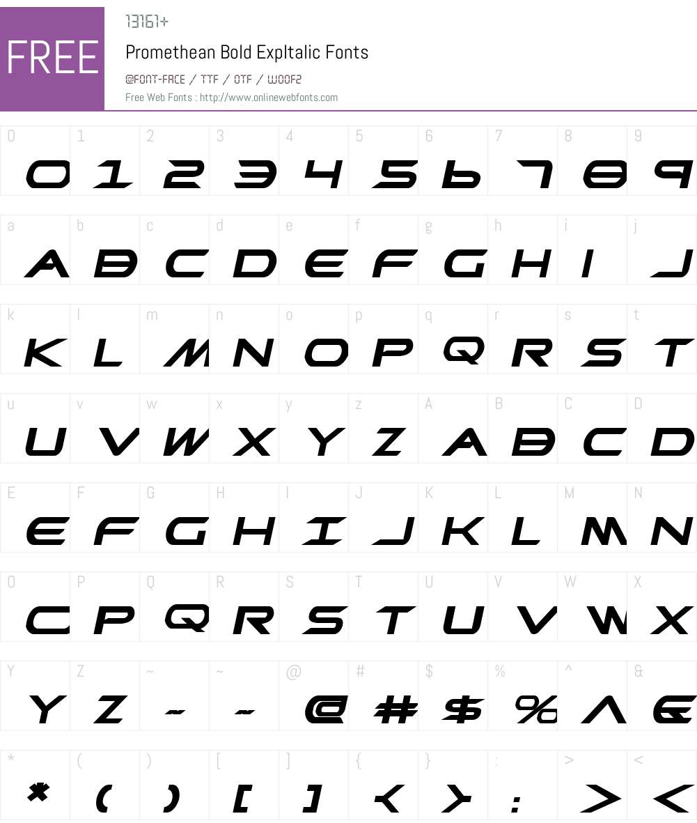 Promethean Bold ExpItalic Font Screenshots