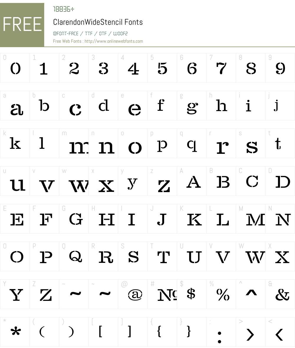 ClarendonWideStencil Font Screenshots