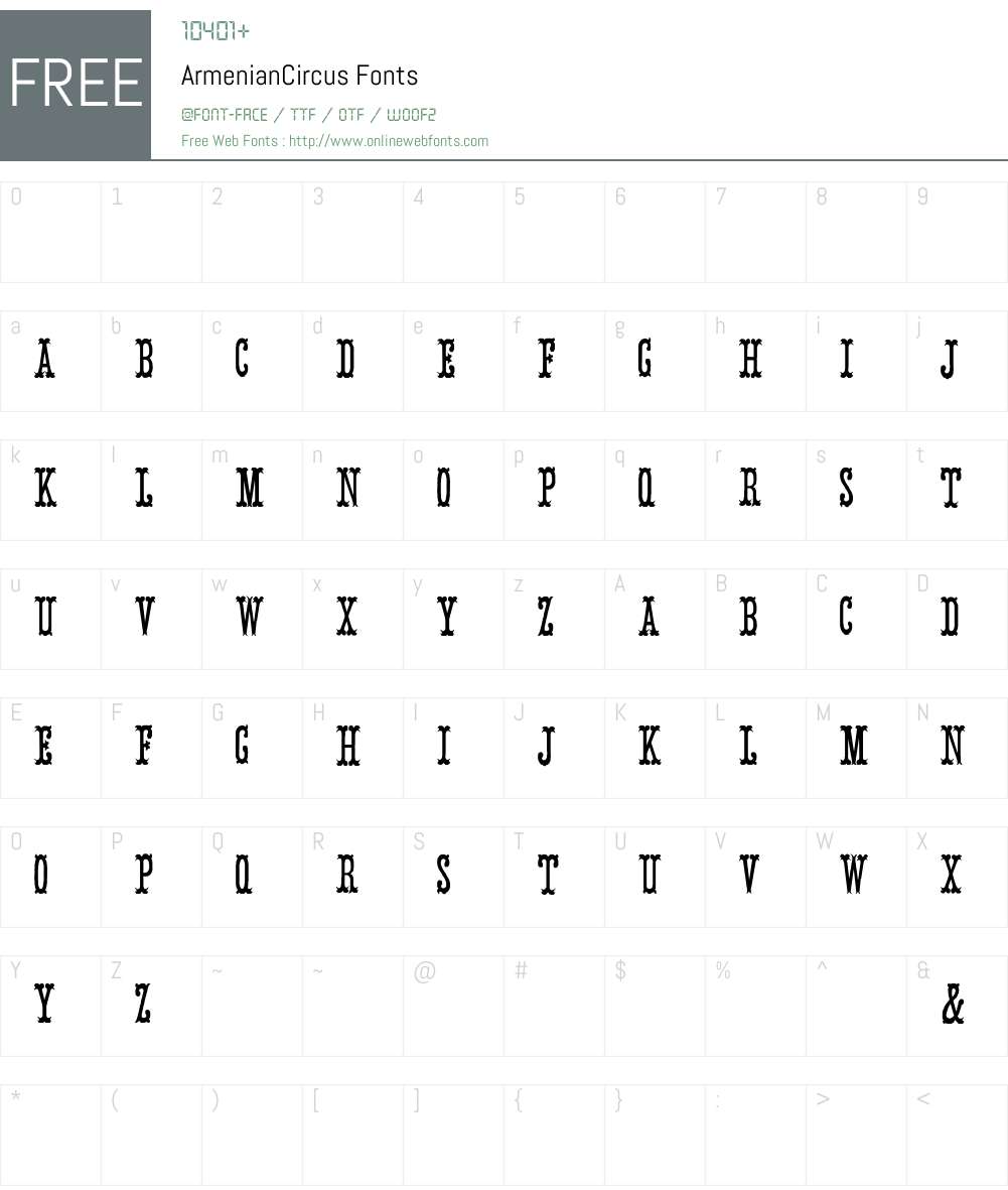 ArmenianCircus Font Screenshots