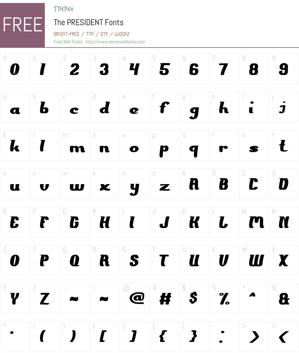 The PRESIDENT Font Screenshots