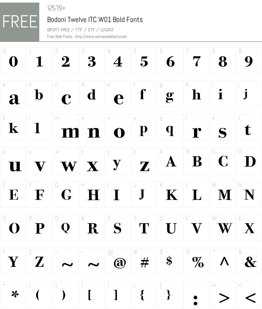 BodoniTwelveITCW01-Bold Font Screenshots