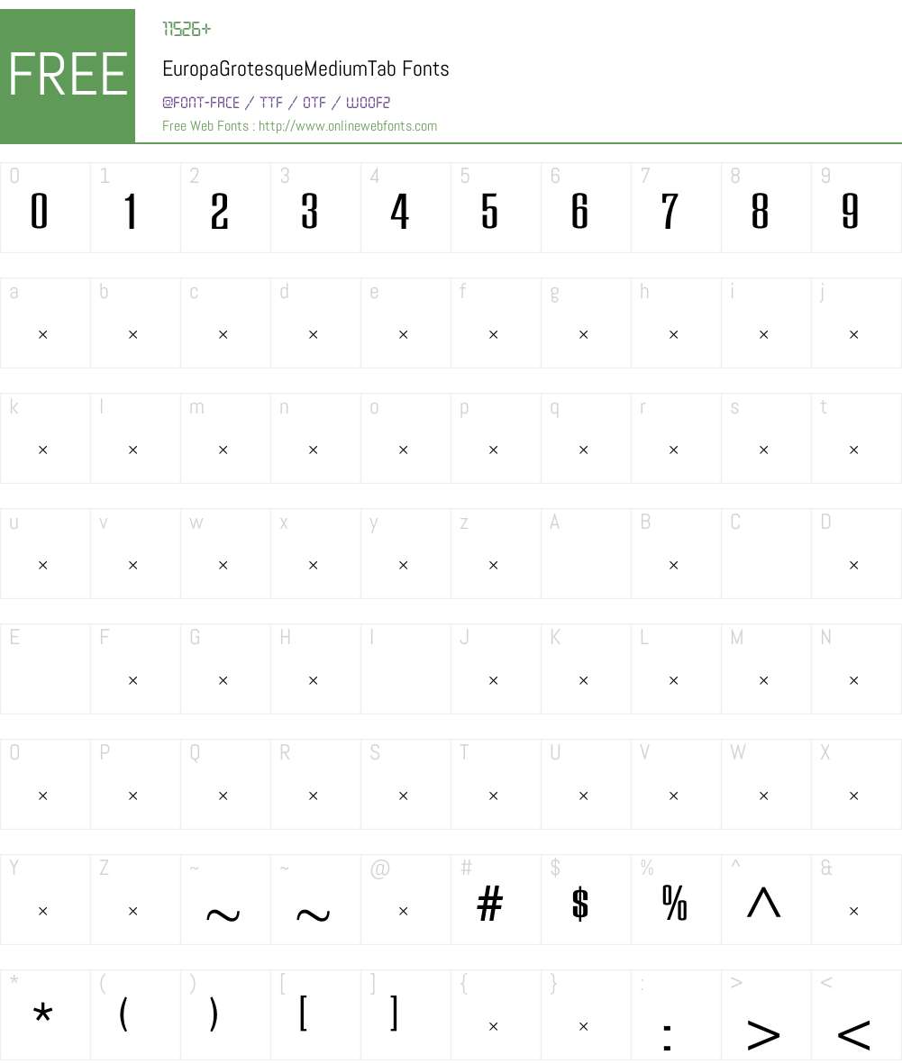 EuropaGrotesqueMediumTab Font Screenshots