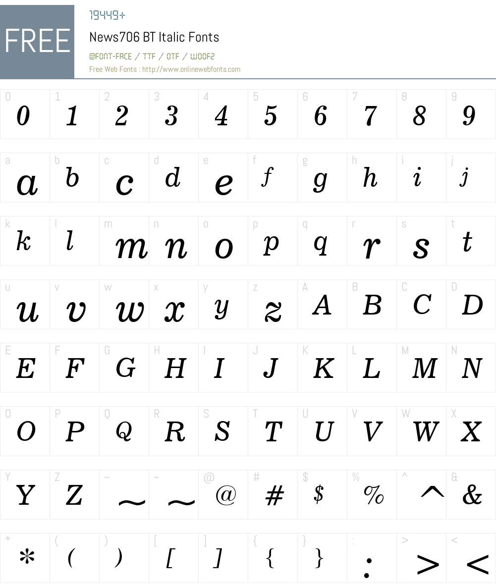 News706 BT Font Screenshots