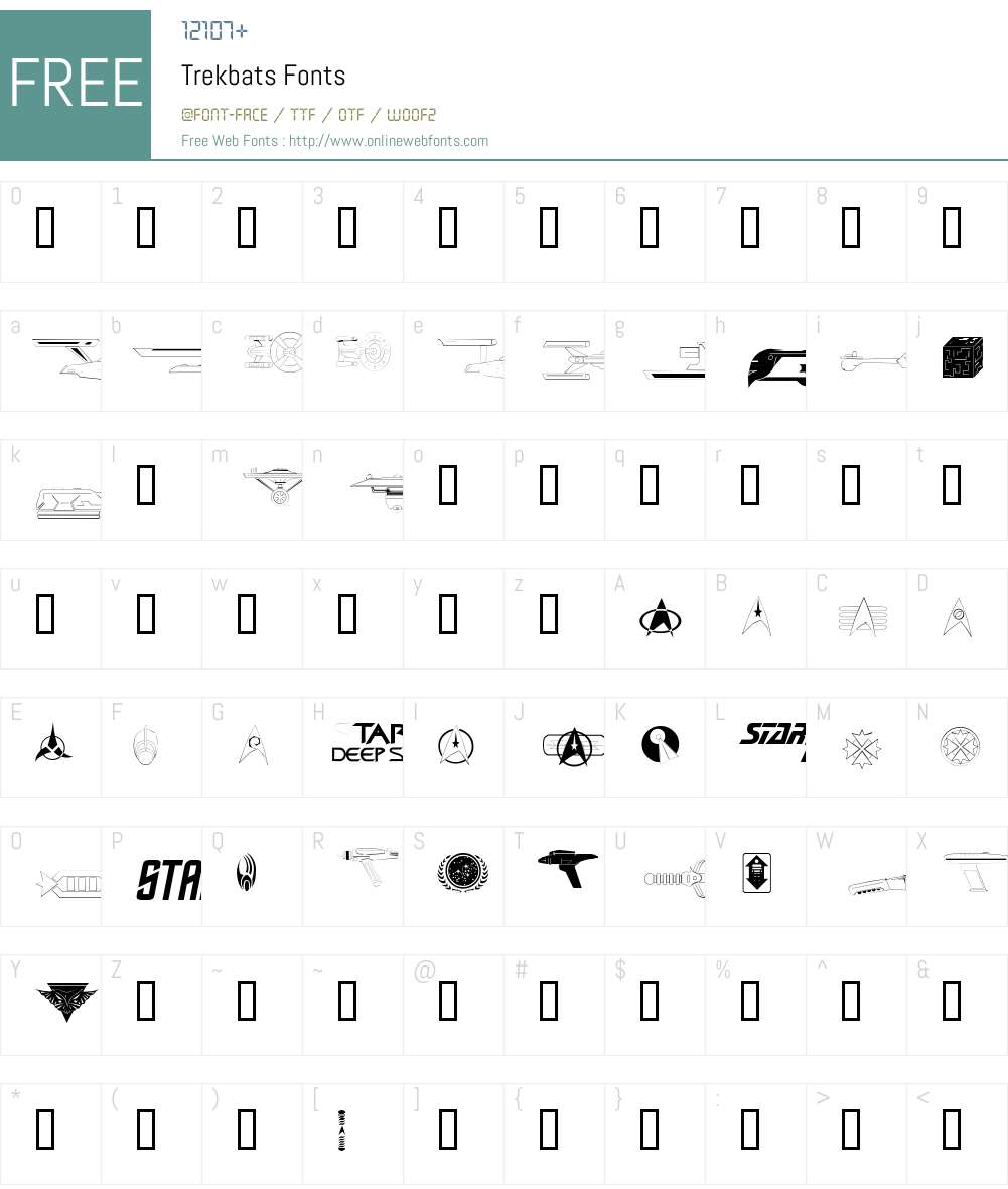 Trekbats Font Screenshots