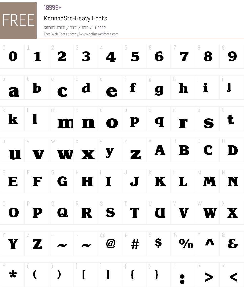 KorinnaStd-Heavy Font Screenshots