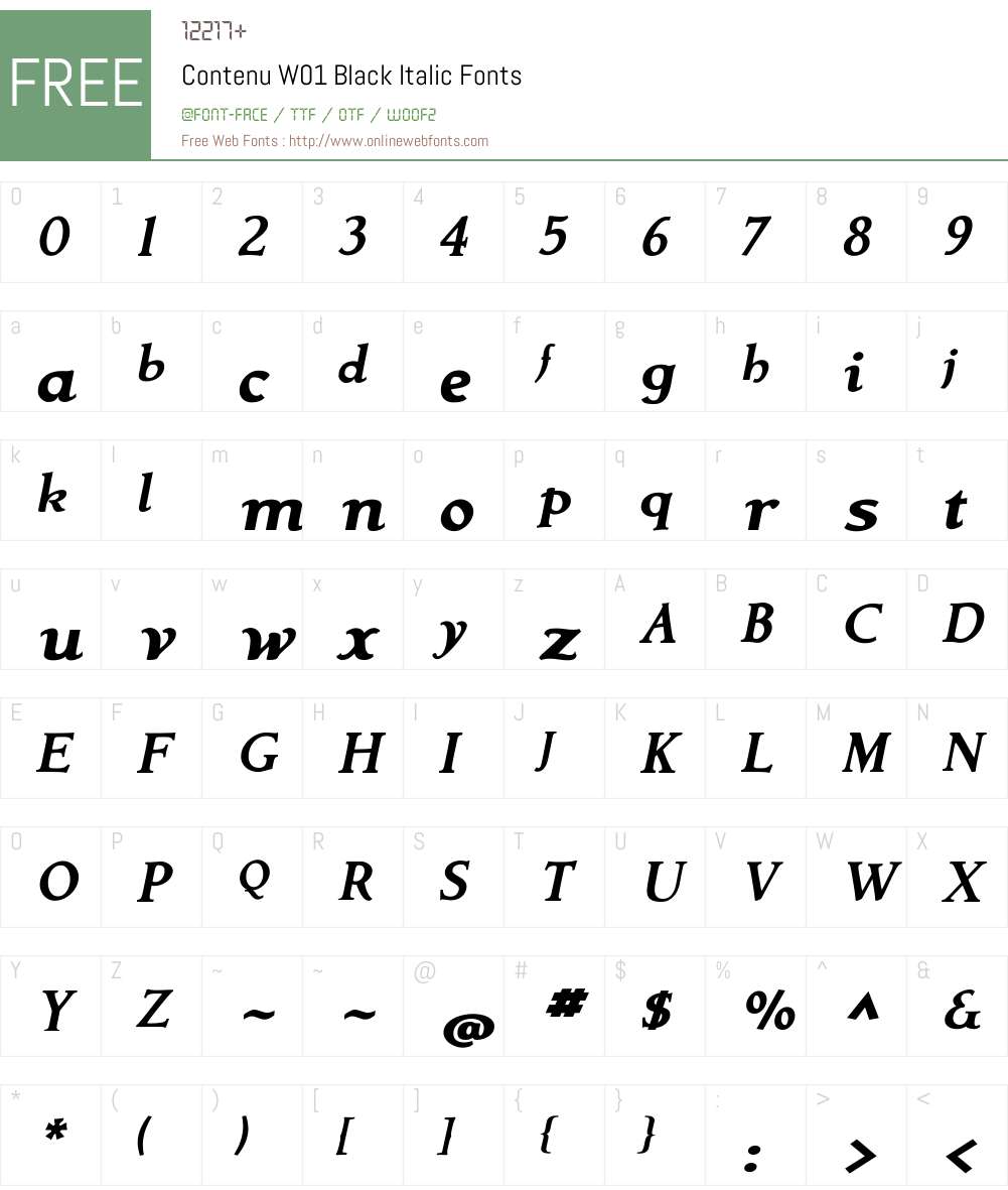 ContenuW01-BlackItalic Font Screenshots