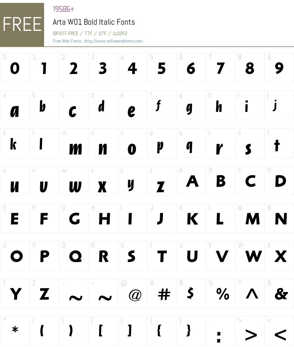 ArtaW01-BoldItalic Font Screenshots