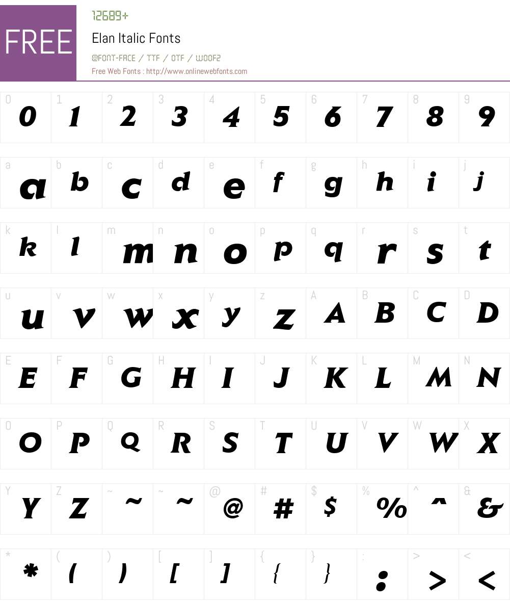 Elan Font Screenshots