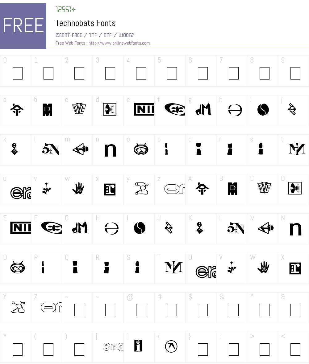 Technobats Font Screenshots