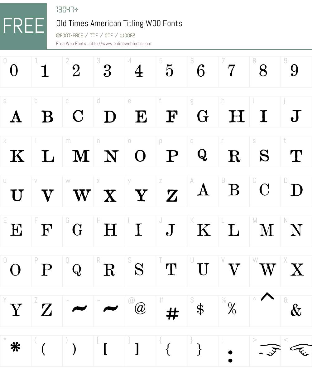 OldTimesAmericanTitlingW Font Screenshots