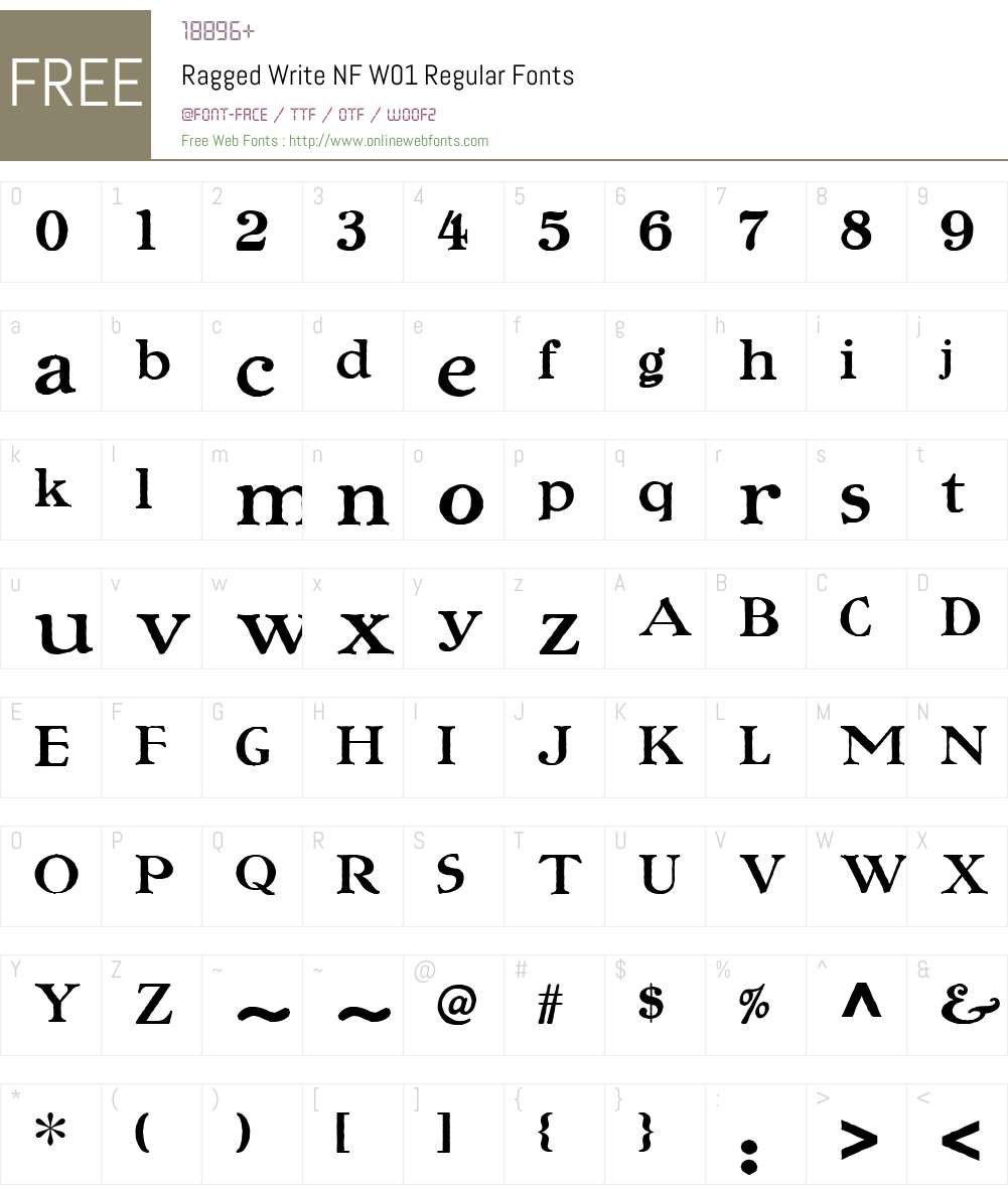 RaggedWriteNFW01-Regular Font Screenshots