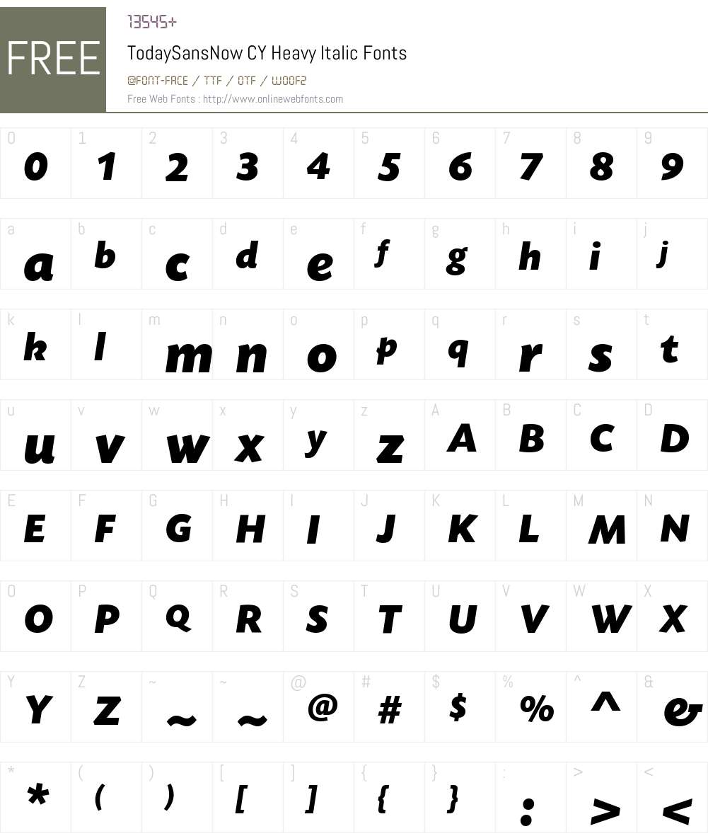 TodaySansNowCY-HeavyIta Font Screenshots