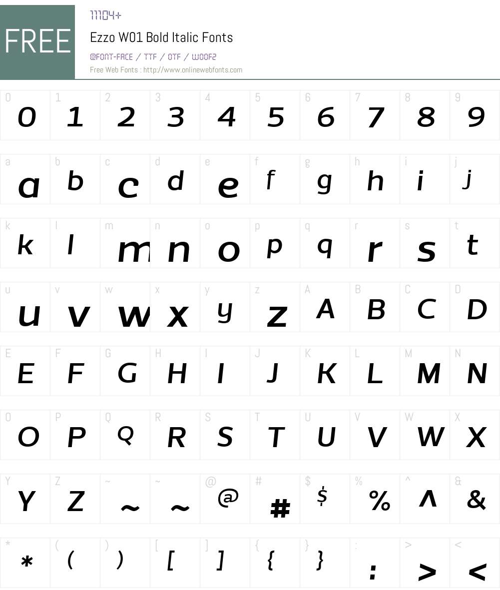 EzzoW01-BoldItalic Font Screenshots