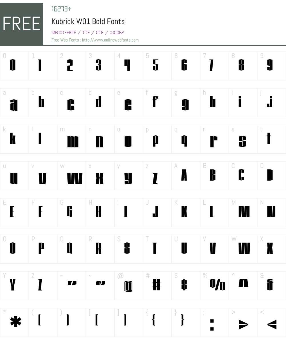 KubrickW01-Bold Font Screenshots