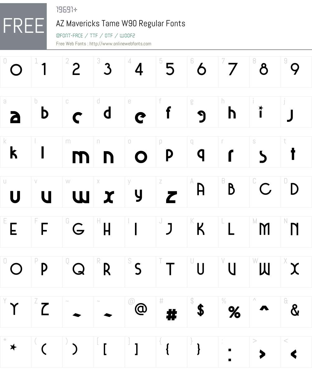 AZMavericksTameW90-Regular Font Screenshots