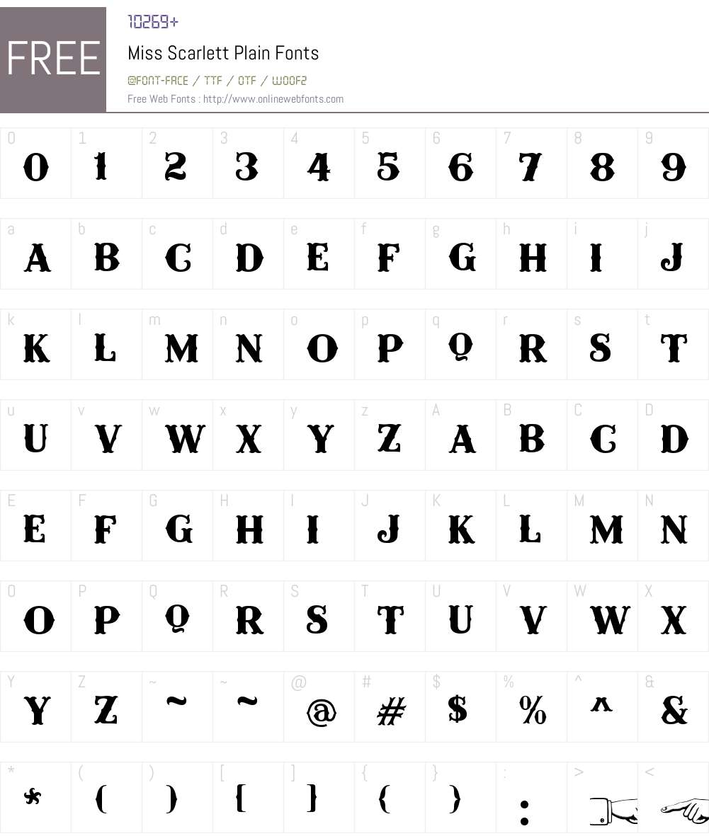 Miss Scarlett Plain Font Screenshots