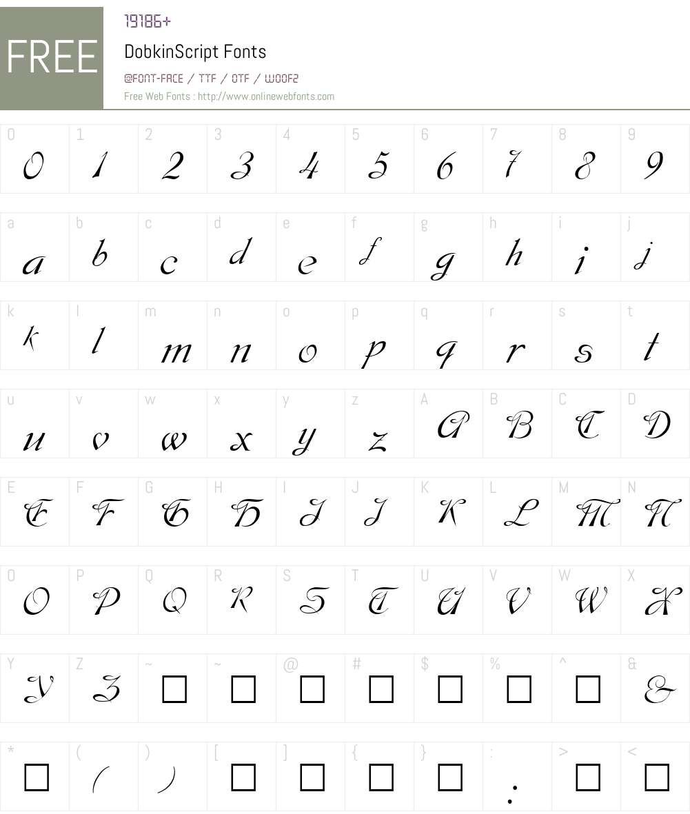 DobkinScript Font Screenshots