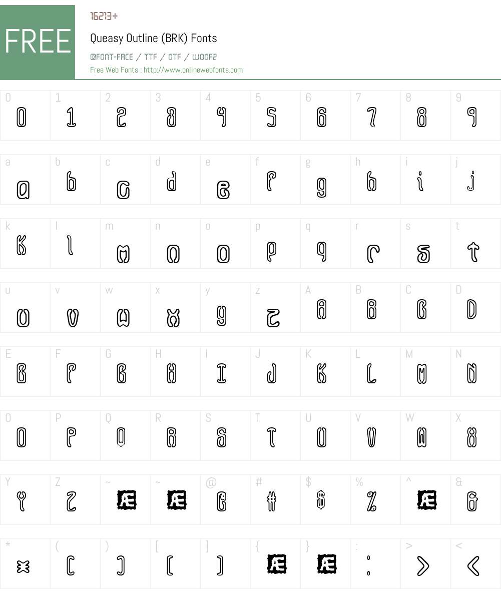 Queasy Outline (BRK) Font Screenshots