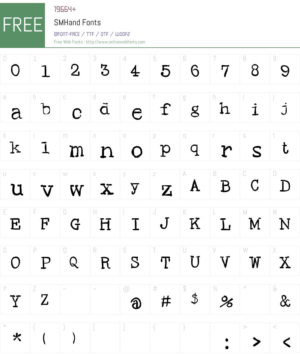 SMHand Font Screenshots